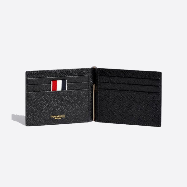 Thom Browne Money Clip Wallet in Black Pebble Grain MAW025L-00198001