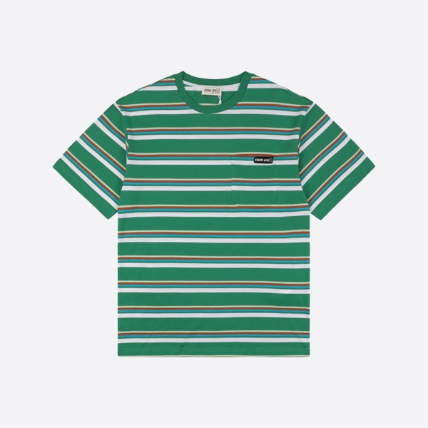 Miu Miu striped cotton jersey in green