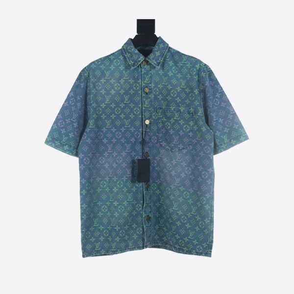 Louis Vuitton Rainbow Monogram Short Sleeve Denim Shirt