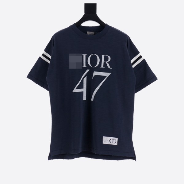 Dior oversized T-shirt in blue slub cotton jersey