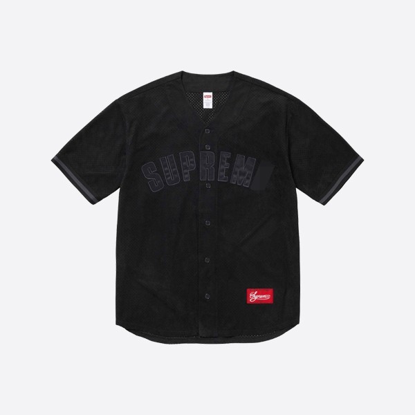 Supreme Ultrasuede Mesh Baseball Jersey in Black