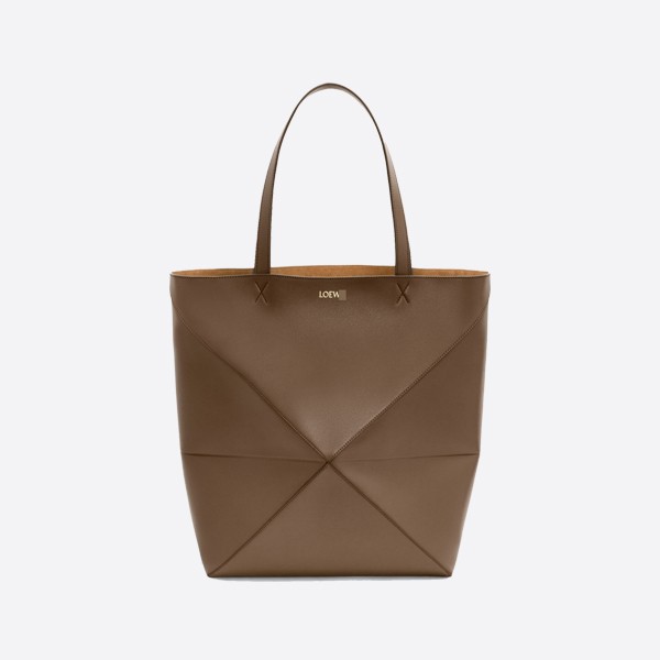 Loewe XL Puzzle Fold Tote in Shiny Calfskin Amber B933Q18X01