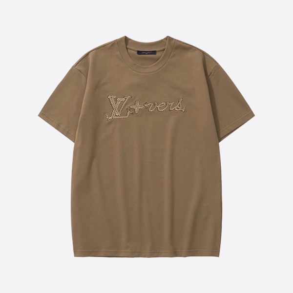 Louis Vuitton Embroidered Signature Cotton T-Shirt in Brown