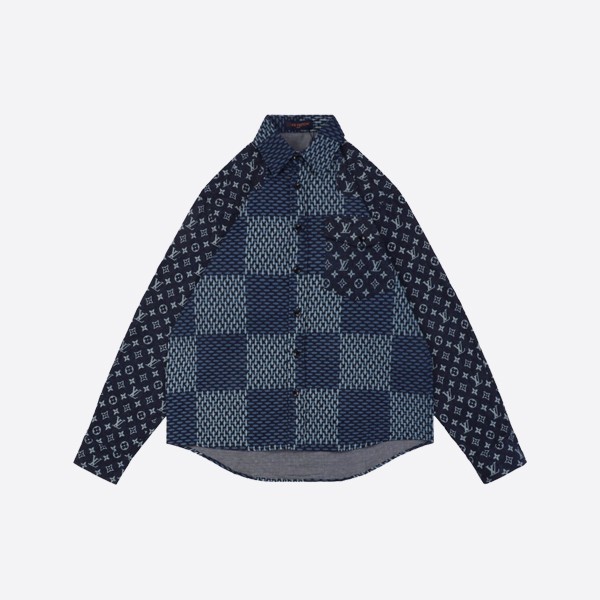 Louis Vuitton x NIGO MNGM Waves Giant Damier Flannel Shirt in Indigo