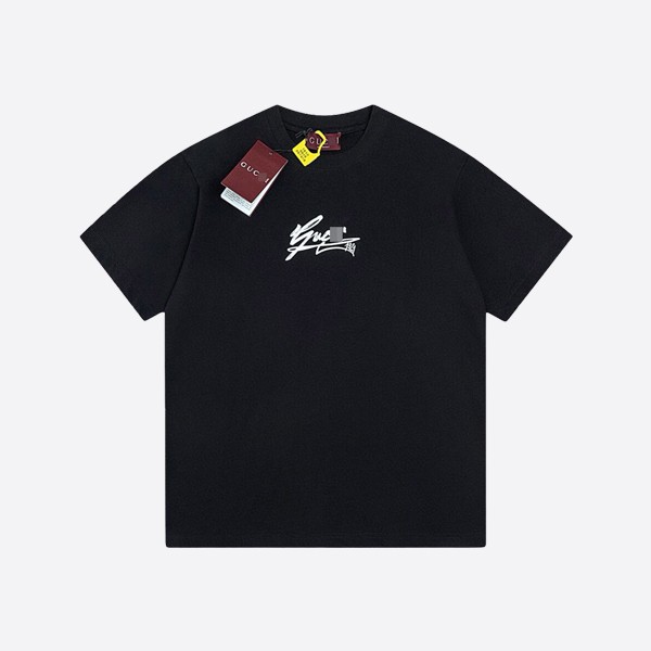 Gucci 1921 Hand-Print Cotton Jersey T-Shirt in Black