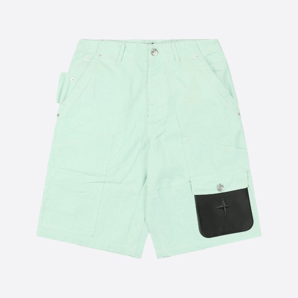 Dior x Stone Island cotton-blend satin Bermuda shorts in light green