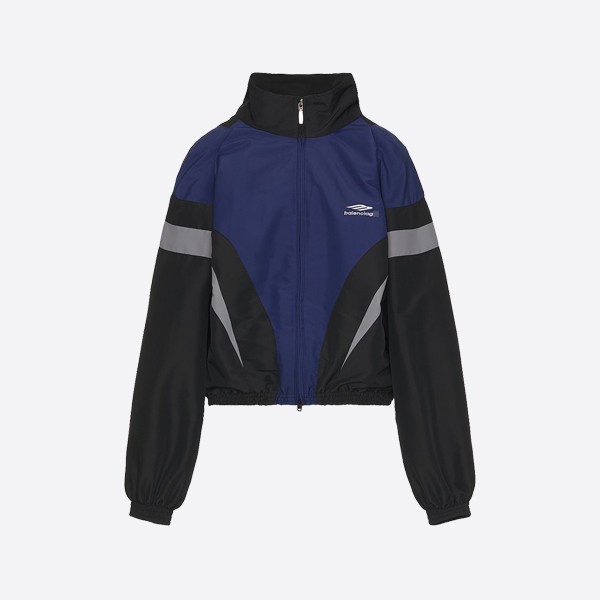 Balenciaga 3b Sport Icon Off-the-Shoulder Tracksuit Jacket in Black/Blue