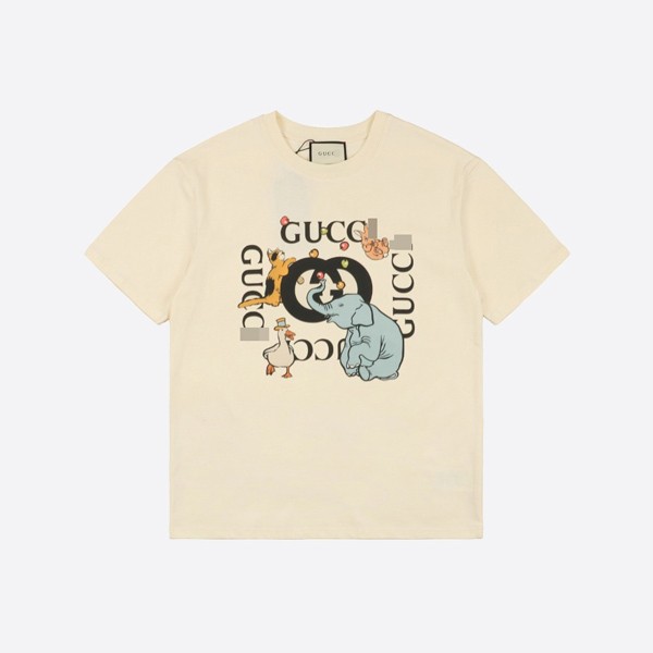Gucci Circus Animal G Letter Print Short Sleeve White