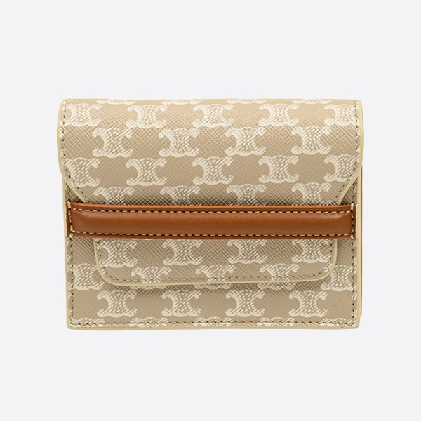 Celine Triomphe Logo Print Card Holder Wallet 10E242BZ904