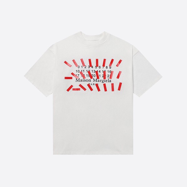 Maison Margiela Red and Blue Tape Logo T-Shirt