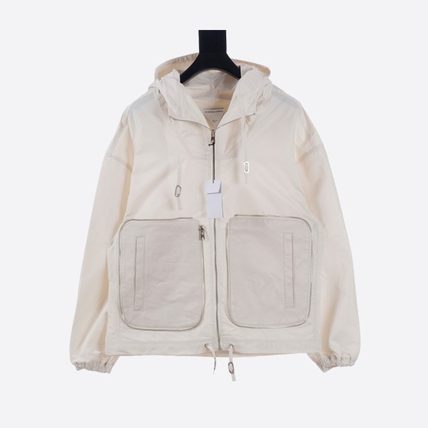 Bottega Veneta Hooded Jacket with Storage Pockets, White