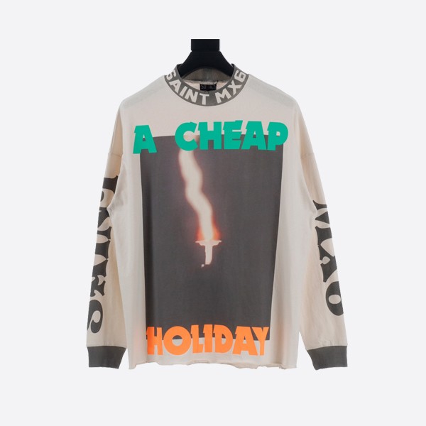 St. Michael Jesus Burning Print Long Sleeve T-Shirt