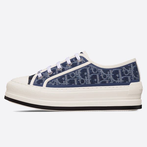 Walk'n'Dior platform sneakers  Blue stonewashed cotton denim with Oblique print embroidery