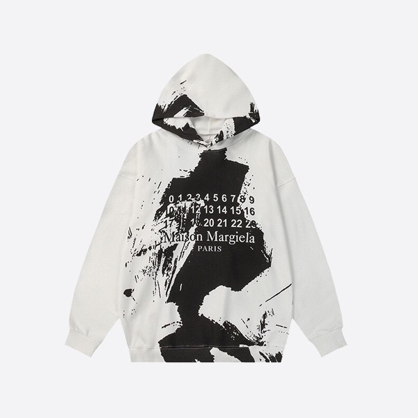 Maison Margiela Splash Logo Hooded Sweatshirt in White