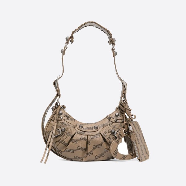 Balenciaga Le Cagore Half Crescent Underarm Bag, Brown