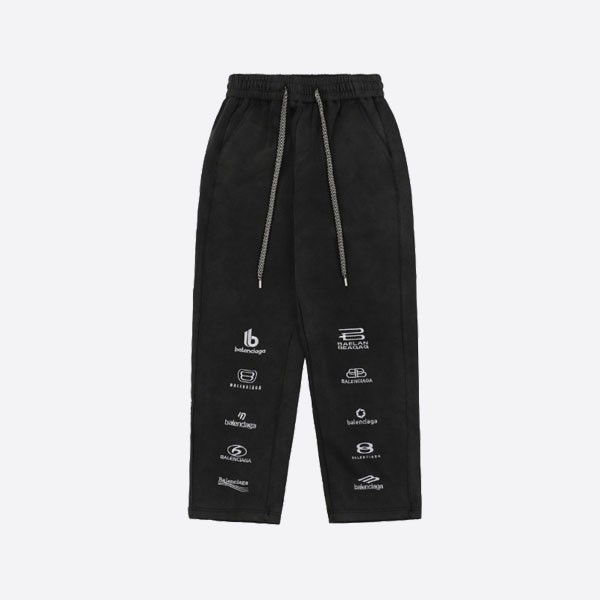 Balenciaga Multi-Logo Embroidered Washed Pants