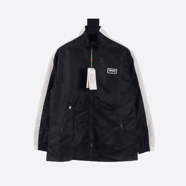 Kenzo Black Label White Embroidered Lightweight Cotton Stand Collar Jacket