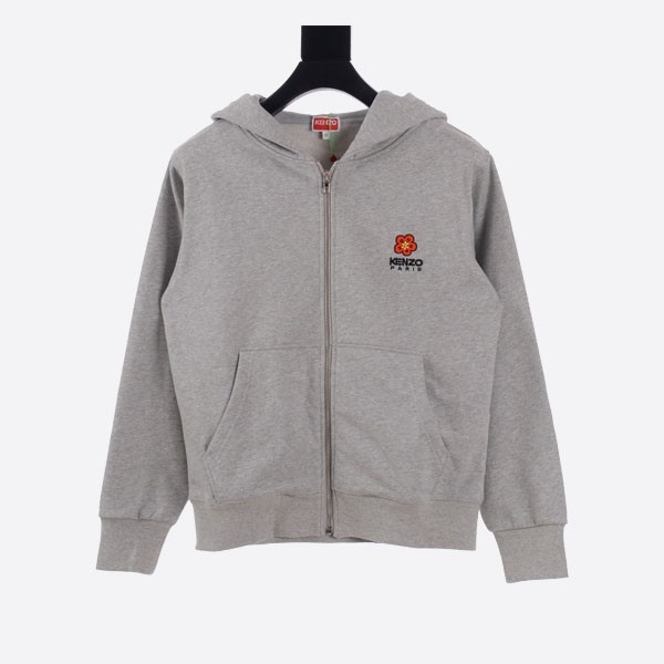 Kenzo Begonia Flower Zip Hooded Sweatshirt in Grey