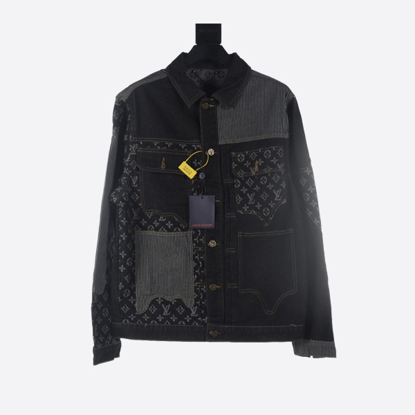 Louis Vuitton Black Patchwork Washed Denim Jacket