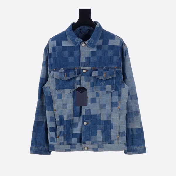 Louis Vuitton Blue Gradient Checkerboard Jeans Jacket