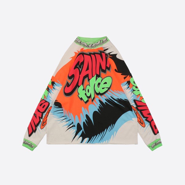 St. Michael Racing Graffiti Letter Print Long Sleeve