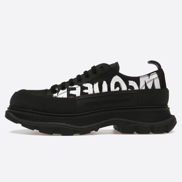 Alexander McQueen Tread Slick Lace-Up Black White Graffiti