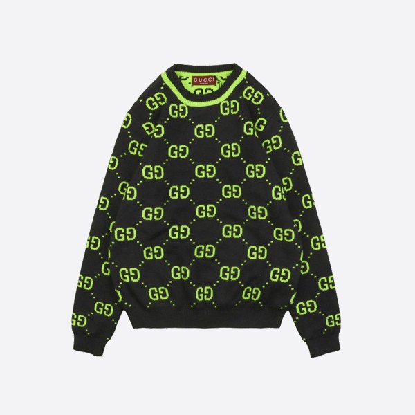 Gucci Green All-Over Double G Crew Neck Sweater