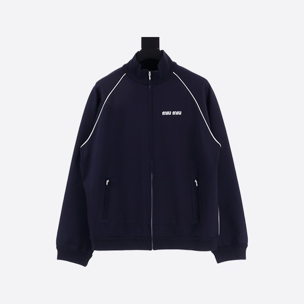 Miu Miu 24Fw Miu Small Logo Embroidered Welt Jacket