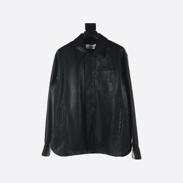 Loewe 24 model single pocket zipper button leather jacket