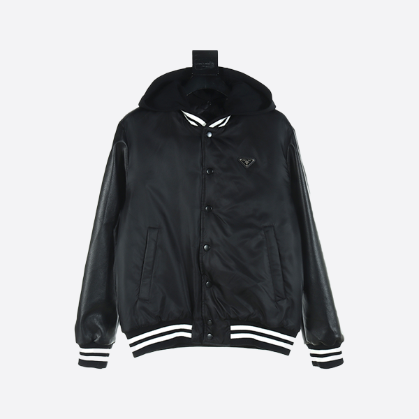 Prada Recycled Nylon Bomber Jacket with Detachable Hood