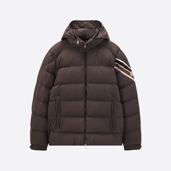 Moncler 3-tone webbing down jacket in brown