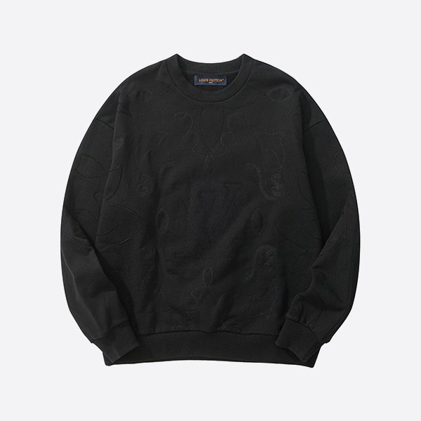 Louis Vuitton Embroidered Cotton Jersey Crew Neck in Black
