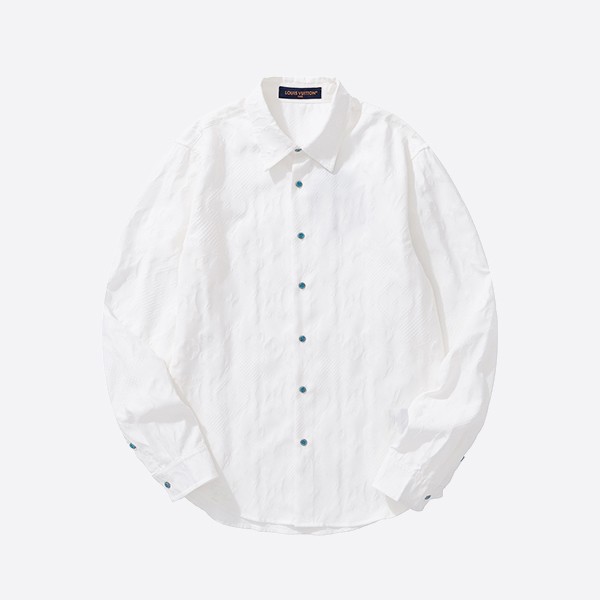 Louis Vuitton long-sleeved jacquard silk shirt in white
