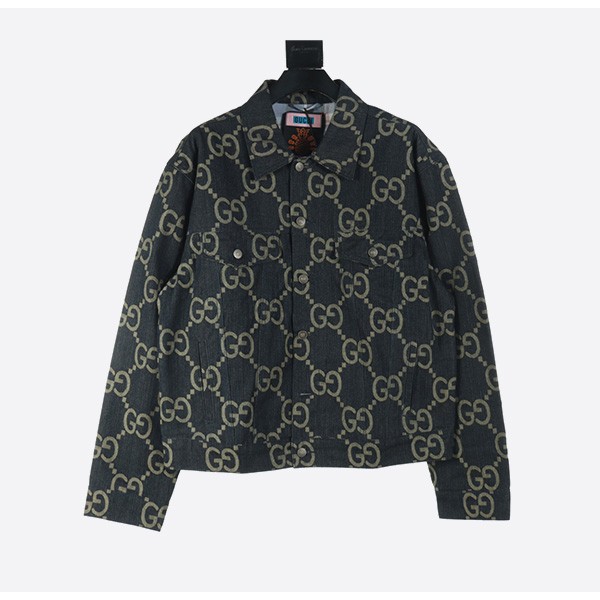 Gucci Pineapple Label Double G Jacquard Denim Jacket