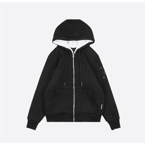 Moose Knuckles/Scissors 22FW Classic Bunny Arm Logo Lamb Hooded Jacket Black