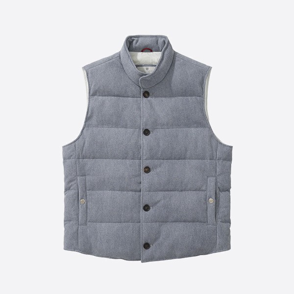 Brunello Cucinelli denim effect suede down vest