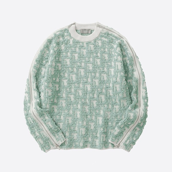 Dior Oblique Virgin Wool and Cotton Blend Jacquard Green