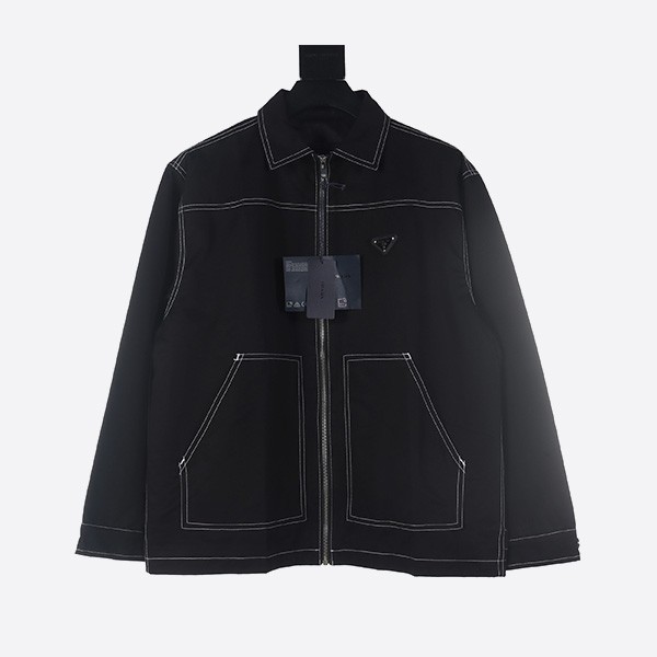 Prada FW23 Contrast Topstitched Canvas Jacket