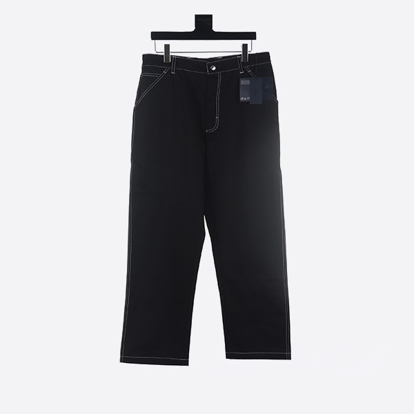 Prada FW23 Contrast Topstitched Stretch Wide Leg Pants