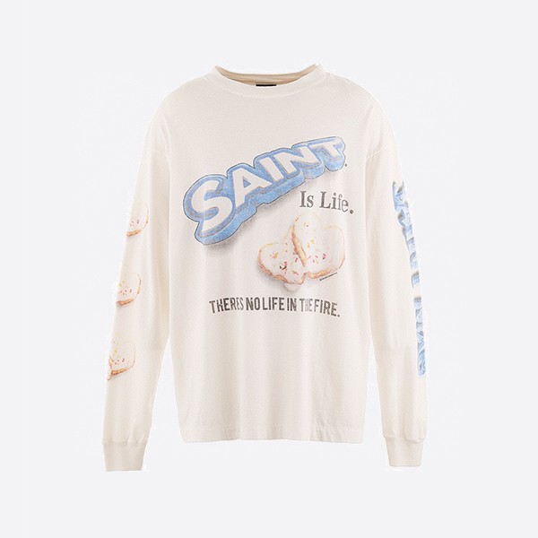 St. Michael Heart Cookie L/S TEE/WHT