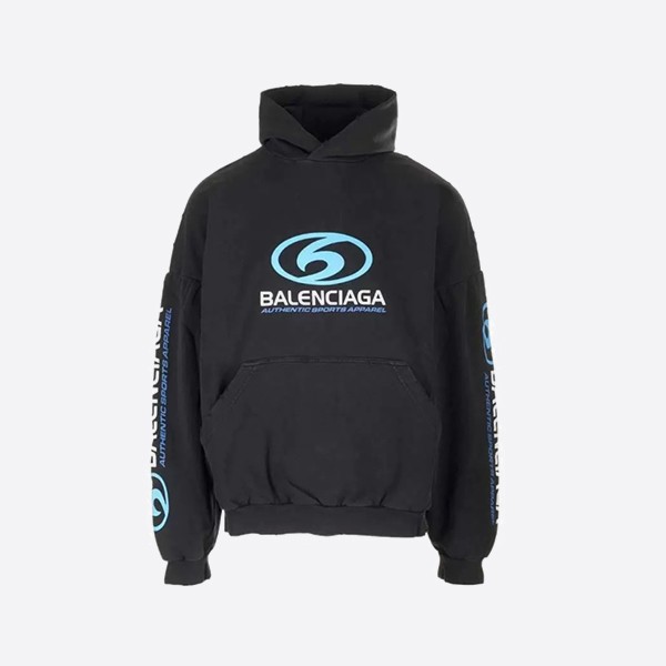 Balenciaga Surfer Logo Print Hoodie in Black