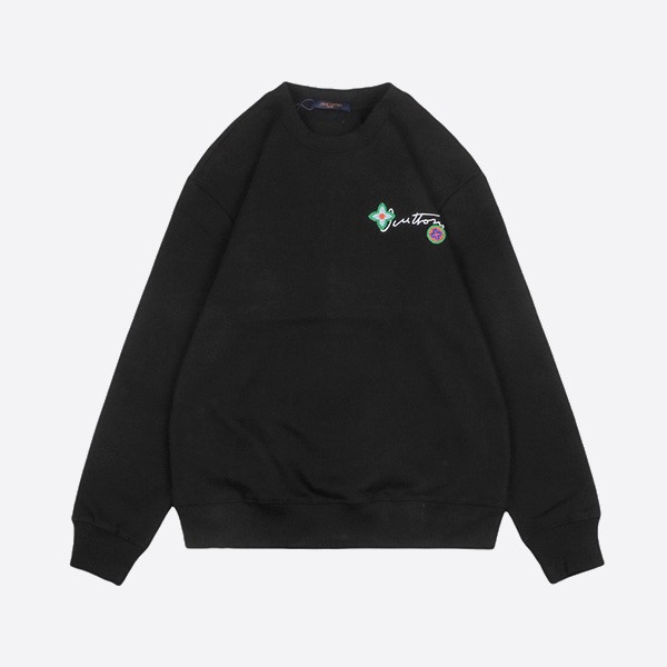 Louis Vuitton 24FW round neck sweatshirt in black with presbyopia's signature embroidered on the back