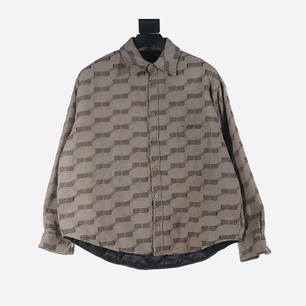 Balenciaga's new Double B Lock Jacquard Lapel Shirt Cotton Jacket in Brown