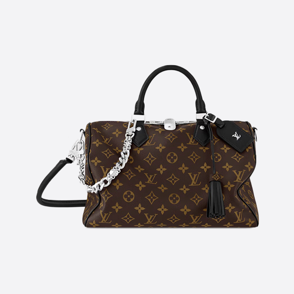 Louis Vuitton Gothic Style Chain Speedy Soft 30 Dark Bag M12243