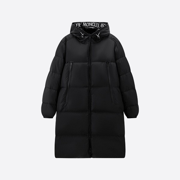 Moncler Mouth Cover Hat with Embroidered Brim Down Coat