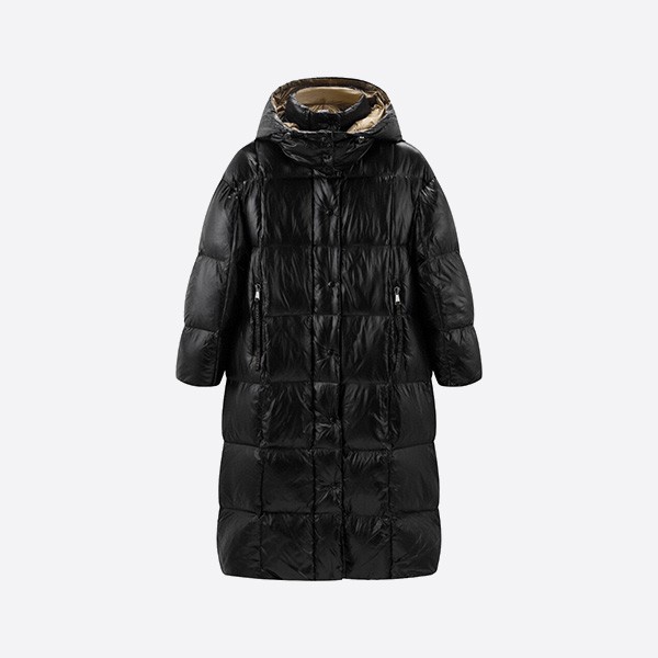 Moncler Black and Gold Long Down Jacket for Women