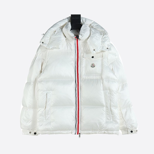 Moncler Pocket Logo White Ribbon Down Jacket