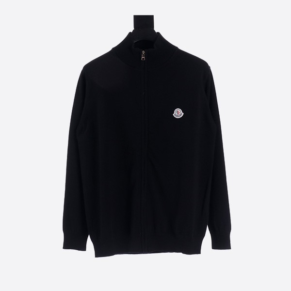 Moncler Mask MC Classic Logo Zipper Knit Sweater Cardigan Jacket Black