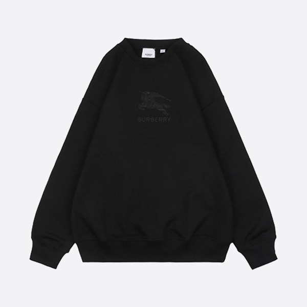 Burberry 24Fw round neck sweatshirt with dark pattern warhorse embroidery on chest black