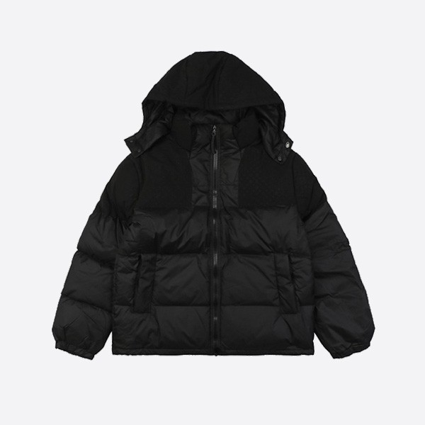 Louis Vuitton 24Fw splicing old flower embossed hooded down jacket